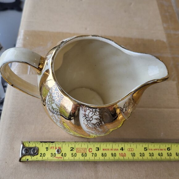 Vintage SADLER 1539 Lustreware Ivory & Gold Striped Creamer GUC (BIN H) - Picture 4 of 7